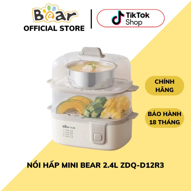  Nồi Hấp Mini Bear ZDQ-D12R3 Dung Tích 2.4L Công Suất 270W Hấp Rau Củ Quả Các Loại Thực Phẩm Nhỏ Gọn Tiện Lợi Phù Hợp Sử Dụng Cá Nhân Hâm Hấp Đồ Ăn Bảo Hành 18 Tháng 
