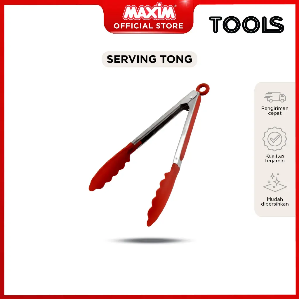 Maxim Tools Serving Tong 7inch 9inch 12inch - Penjepit / Capitan Makanan Tahan Panas