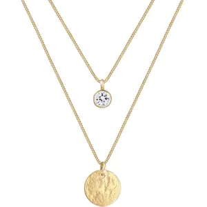 Elli Jewelry Kalung Perhiasan Perak 925 Wanita Platelet Layer Crystal Gold Plated