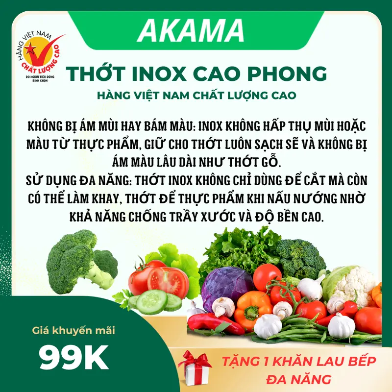 Thớt inox Cao Phong cường lực, kháng khuẩn, vệ sinh dễ dàng, chống ẩm mốc, rã đông nhanh. 7