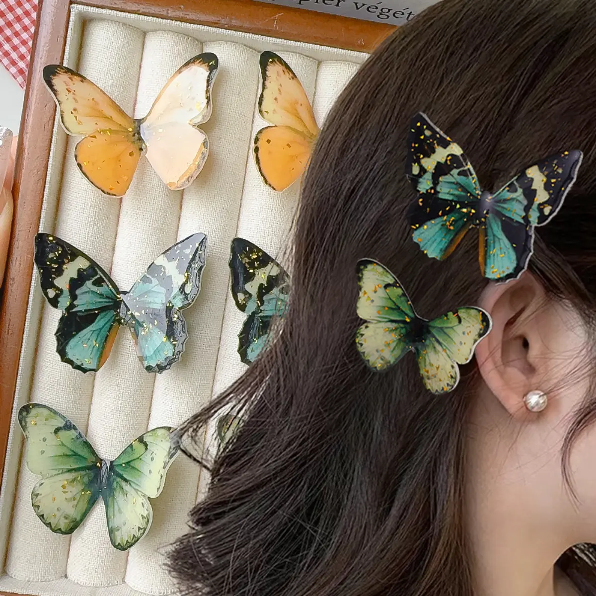 Elegant Fairy Butterfly Hairpin French Three-dimensional Butterfly Side Bangs Clip for Girls Ins Delicate Hair Accessories