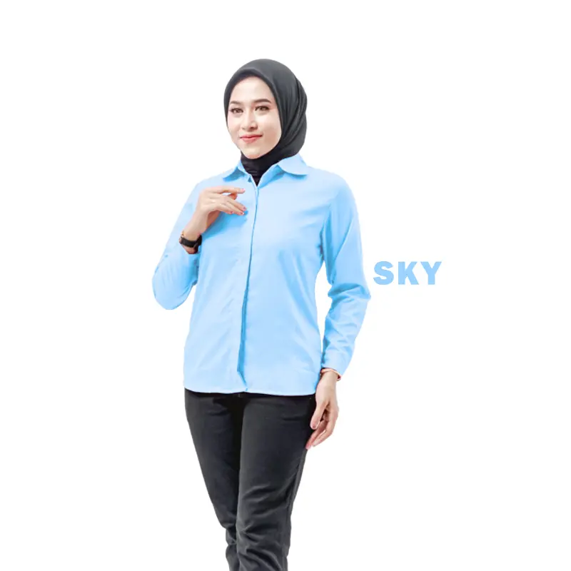 KEMEJA WANITA LENGAN PANJANG/KEMEJA POLOS WANITA/KEMEJA CEWEK/KEMEJA SLIMFIT CEWEK BAHAN ADEM 4