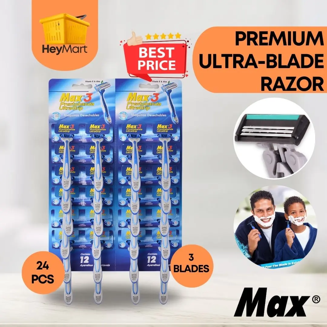 Max 2-Layer & 3-Layer Men's Disposable Razor with Comfort Strip - 24 ...