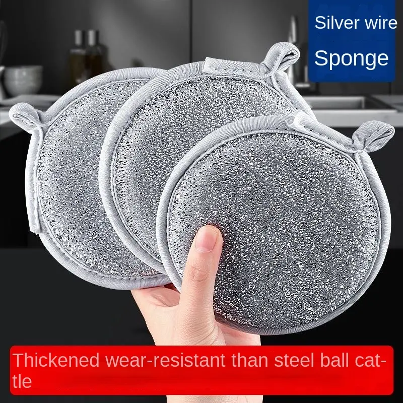 Vải rửa chén, Khối bọt biển với dây thép, Chống dầu, Vải dây bạc đặc biệt cho nhà bếp, Miếng bọt biển làm sạch cho rửa chén, Bàn chải ma thuật để rửa đĩa