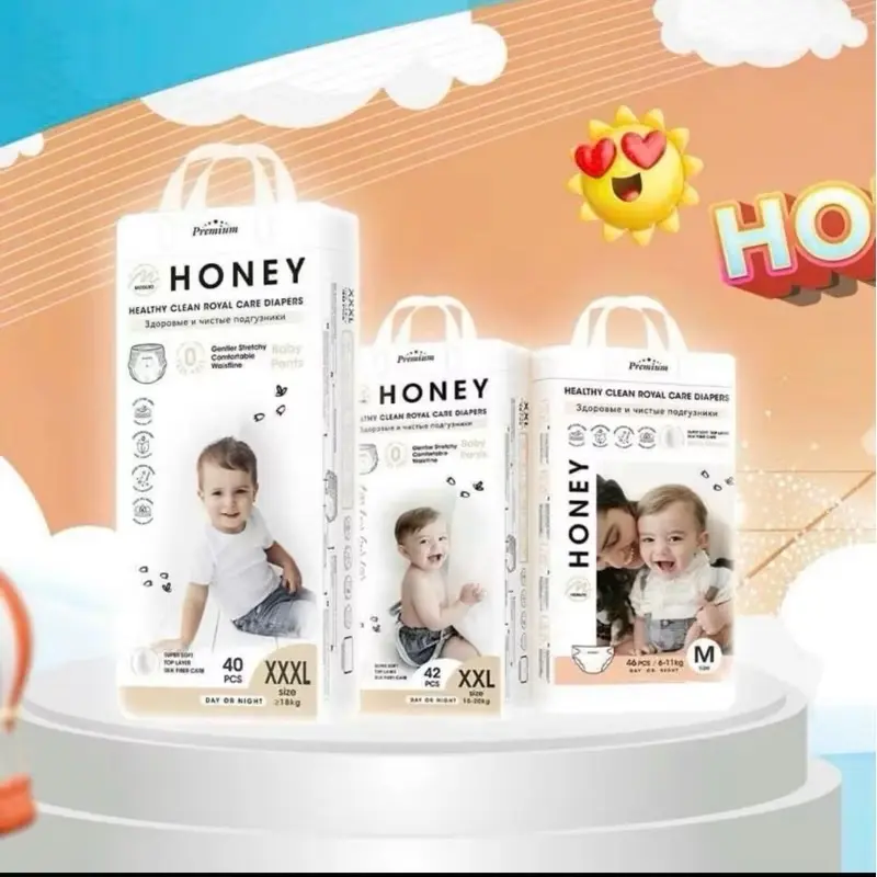 (Mẫu mới, không quà) Bỉm Momo Honey Premium  đủ size mặt bông tơ tằm  Cho Bé