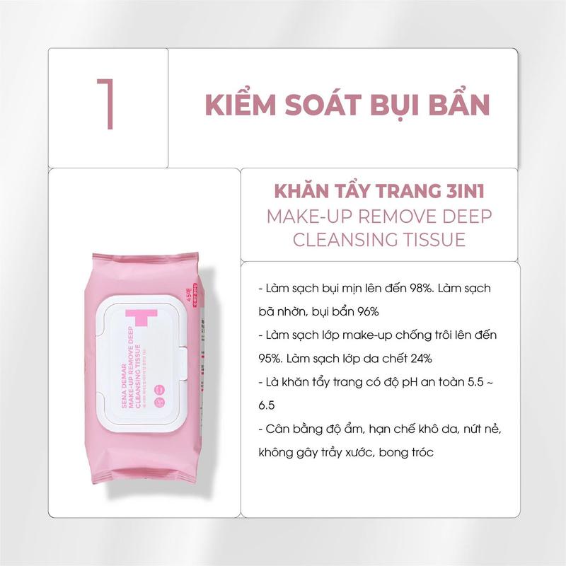 [ SenaDemar] Khăn Tẩy Trang SenaDema Thuần Chay, Sạch Sâu, Cân Bằng Độ pH, Hỗ Trợ Làm Ẩm Da, Hỗ Trợ Giảm Mụn Đầu Đen, Sợi Bã Nhờn.  [ 45miếng/Túi] 2