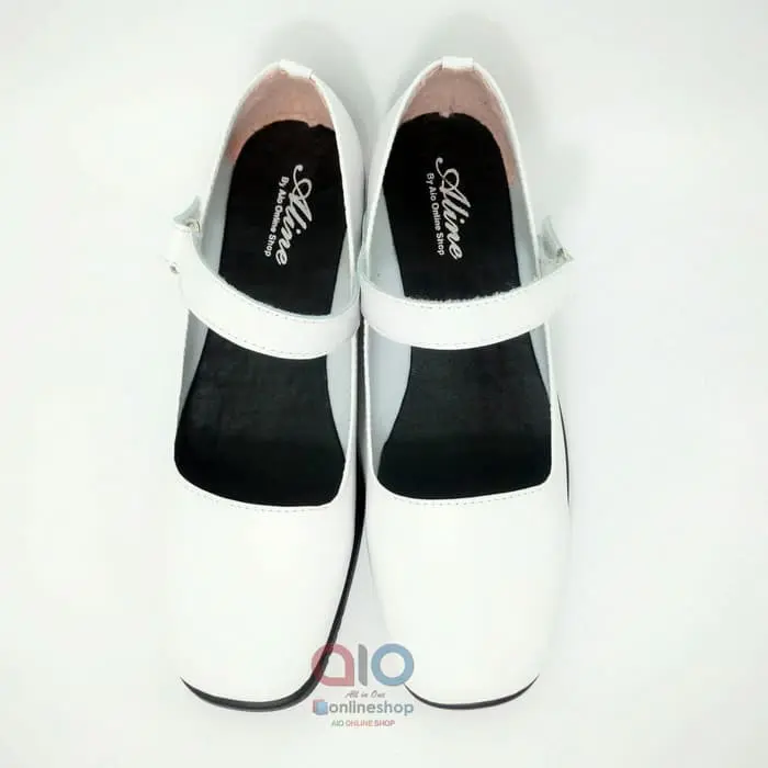 Aline Sepatu Pantofel Wanita Putih Hak 3 Cm Formal Bidan Perawat Dokter Akper Akbid A05 Heels 3
