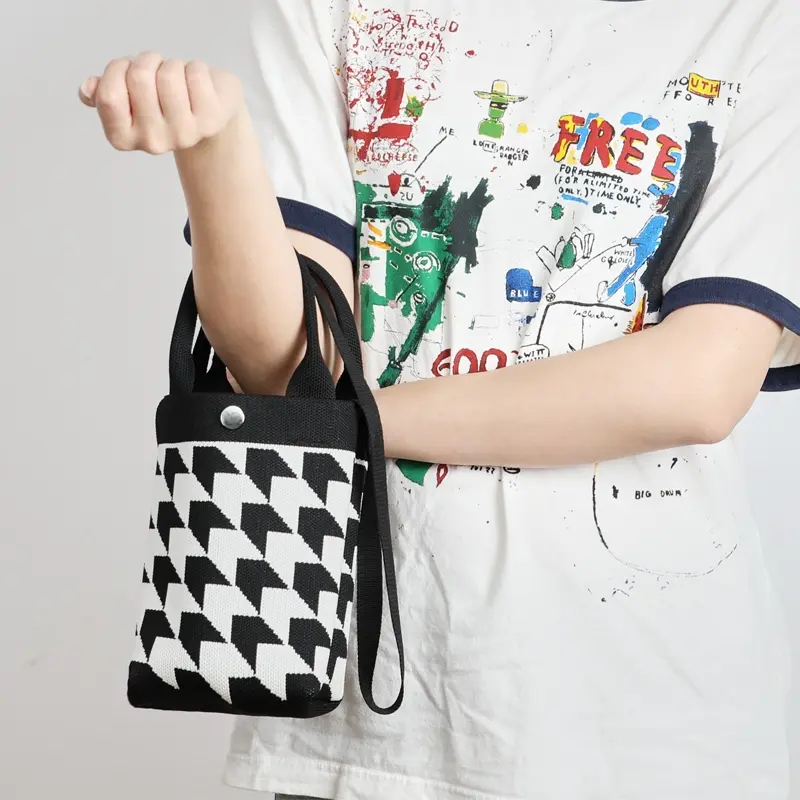 Knitted Mini Sling Bag Premium Tas HP Rajut Selempang Wanita Korean Style MOTIF WALLET - T215 Pink 1
