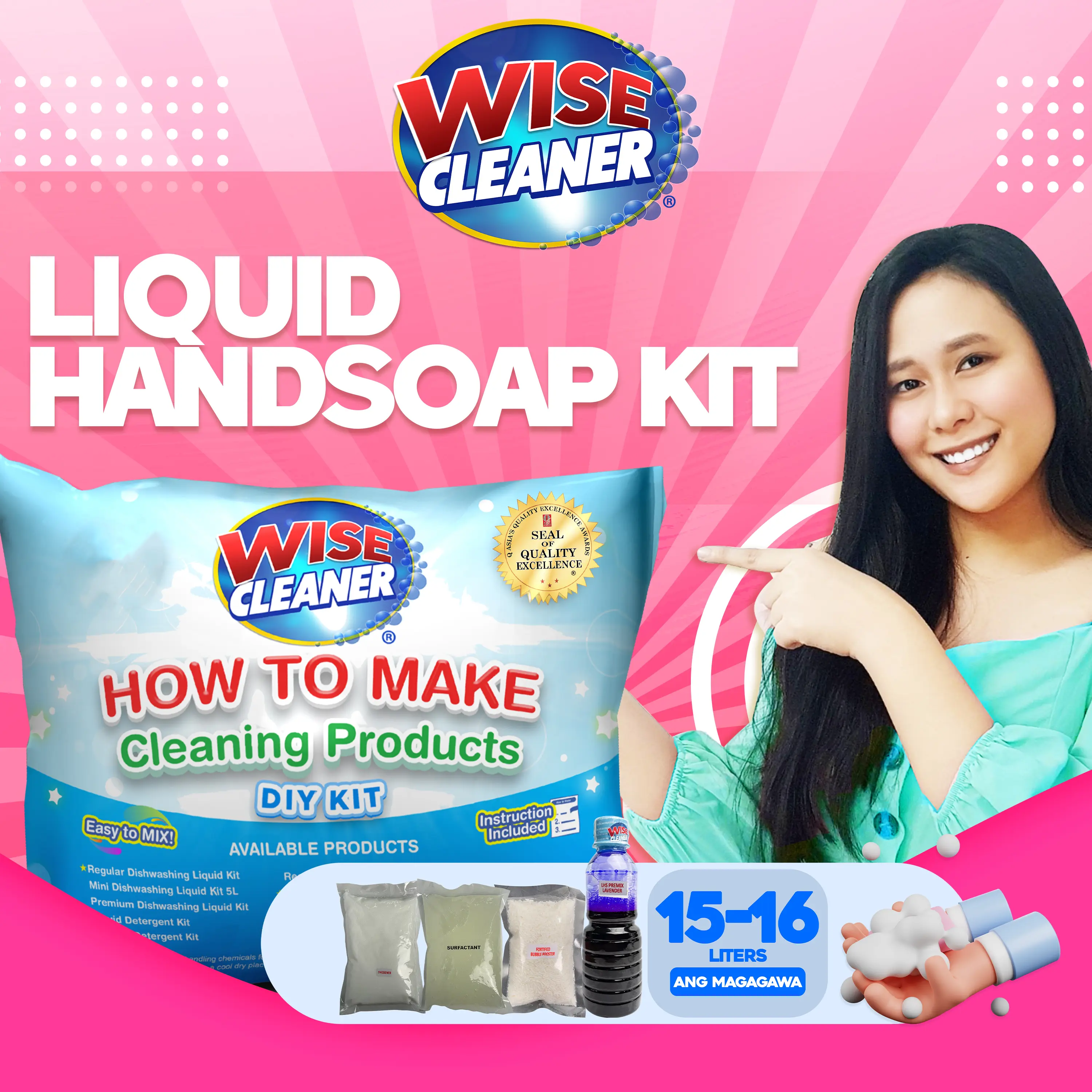 WISE CLEANER DIY LIQUID HANDSOAP / HAND WASH 15-16LITERS Pouch  Comfort Nail
