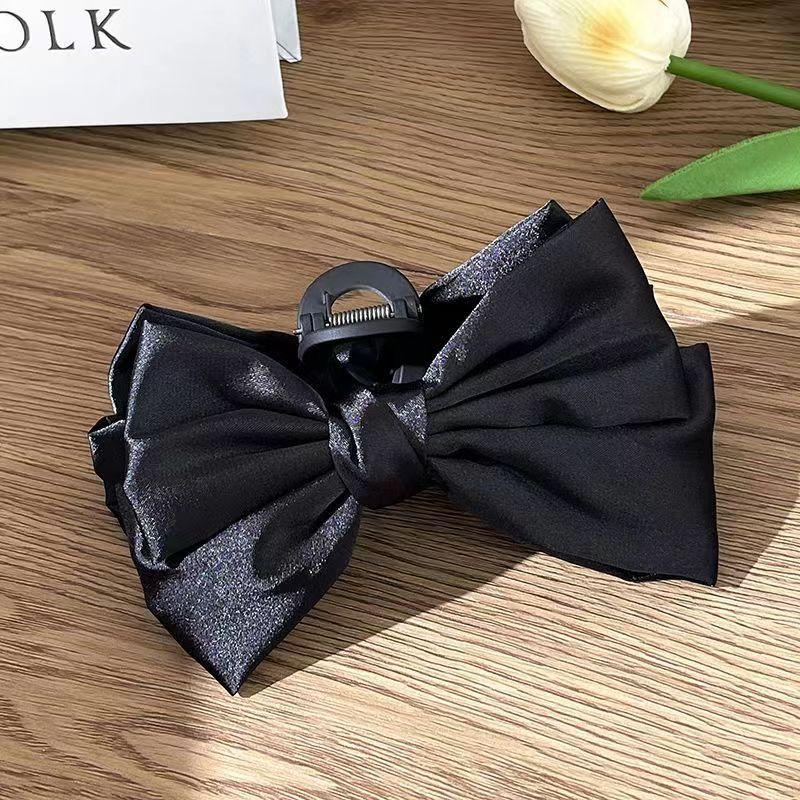 Kẹp Tóc Cá Mập, Màu Đen Hai Mặt, Thiết Kế Nơ Lớn, Phong Cách Hàn Quốc, Đơn Giản Và Thanh Lịch, Dành Cho Nữ 5