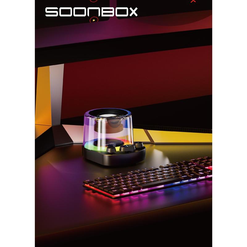SOONBOX S301 Mini Speaker Bluetooth Portable 5.3 Wireless 10W Bass HifI 360 Sound + LED Light Mechanical Button 5