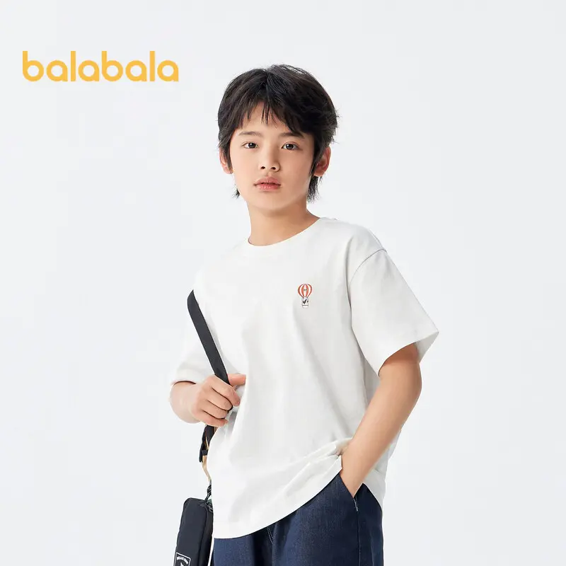 Balabala Children Clothing Boys T-Shirt Short Sleeve 2024 New Summer Cotton Girls Big Boy Tops