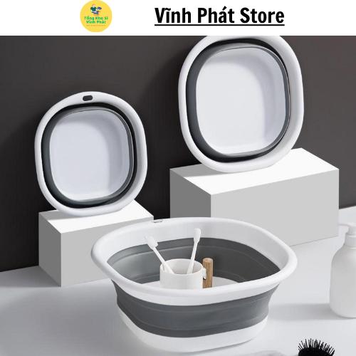 Chậu Gấp Gọn Silicon Rửa Rau Củ Quả Đa Năng , Thau Rửa Mặt Cho Bé Gấp Gọn TIết Kiệm Không Gian 88331