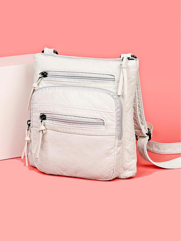 Women's Fashionable Solid Color Crossbody Bag, Casual Versatile Multi-pocket Zipper Shoulder Bag for Daily Commuting Use, Trendy All-match Ladies Purse Commuter Bag 0