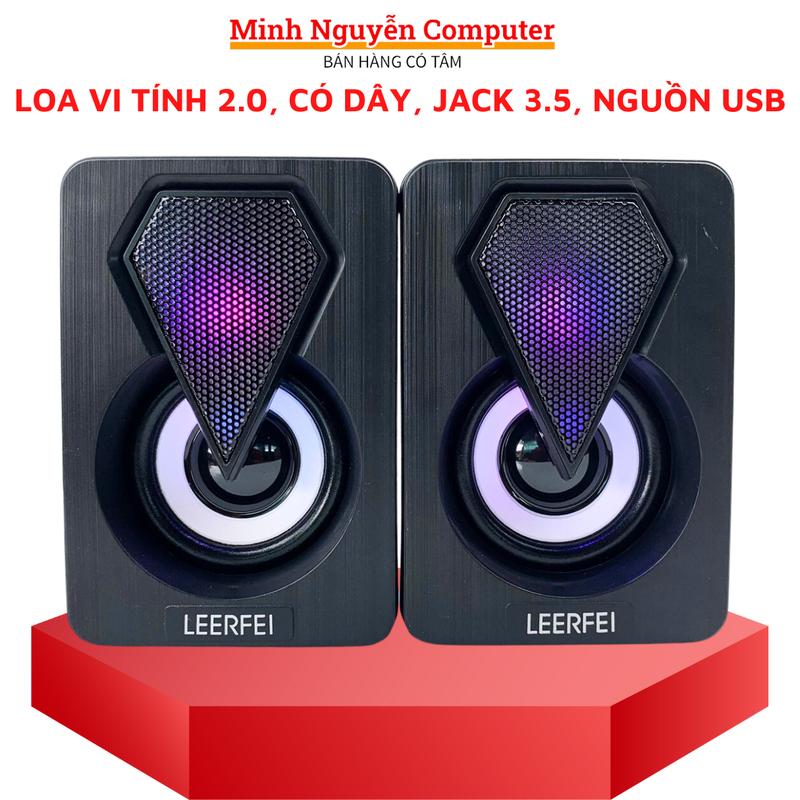 Loa máy tính 2.0 LEERFEI Y-9077 loại mini, Led RGB, jack 3.5mm, nguồn USB, Bảo hành 6 tháng Củ Loa Nghe Nhạc