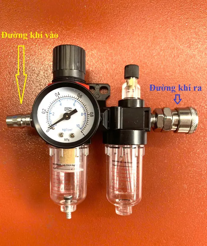 Lọc tách nước tách dầu máy nén khí cỡ nhỏ dưới 60L có kèm khớp nối nhanh 1