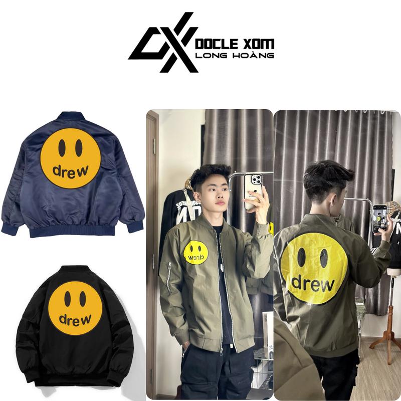 [ XẢ KHO ] - KHOÁC GIÓ bomber DX mặt cười HỌA TIẾT HÌNH IN CAO CẤP dày dặn 2 lớp - DX LONG HOANG GZ Jacket áo 0