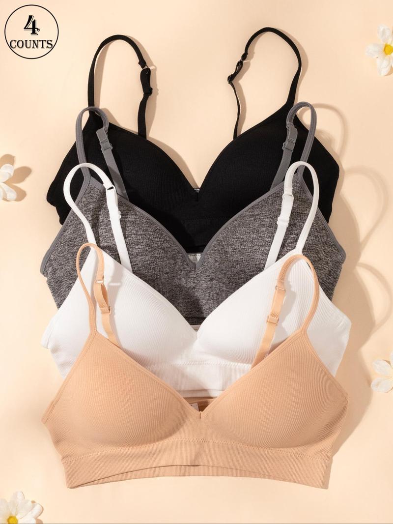 Product Introduction of Women's Solid Bra, Comfortable Breathable Seamless Adjustable Strap Bra, Soft Lingerie for All Seasons 5