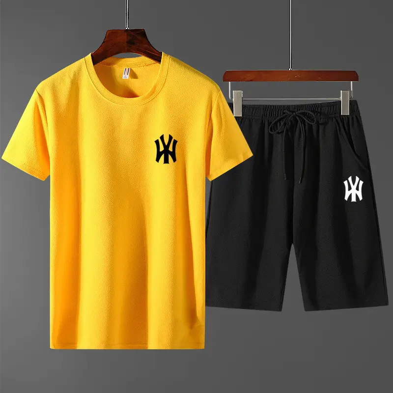 Bộ Đồ Thường Ngày Cho Nam, Bộ Đồ Thể Thao Mới Mùa Hè 2020, Màu Trơn In Hình NY, Áo Phông Và Quần Đùi Nam, Bộ Đồ Hai Mảnh, Quần Áo Thể Thao, Dáng Rộng Vừa Vặn 3