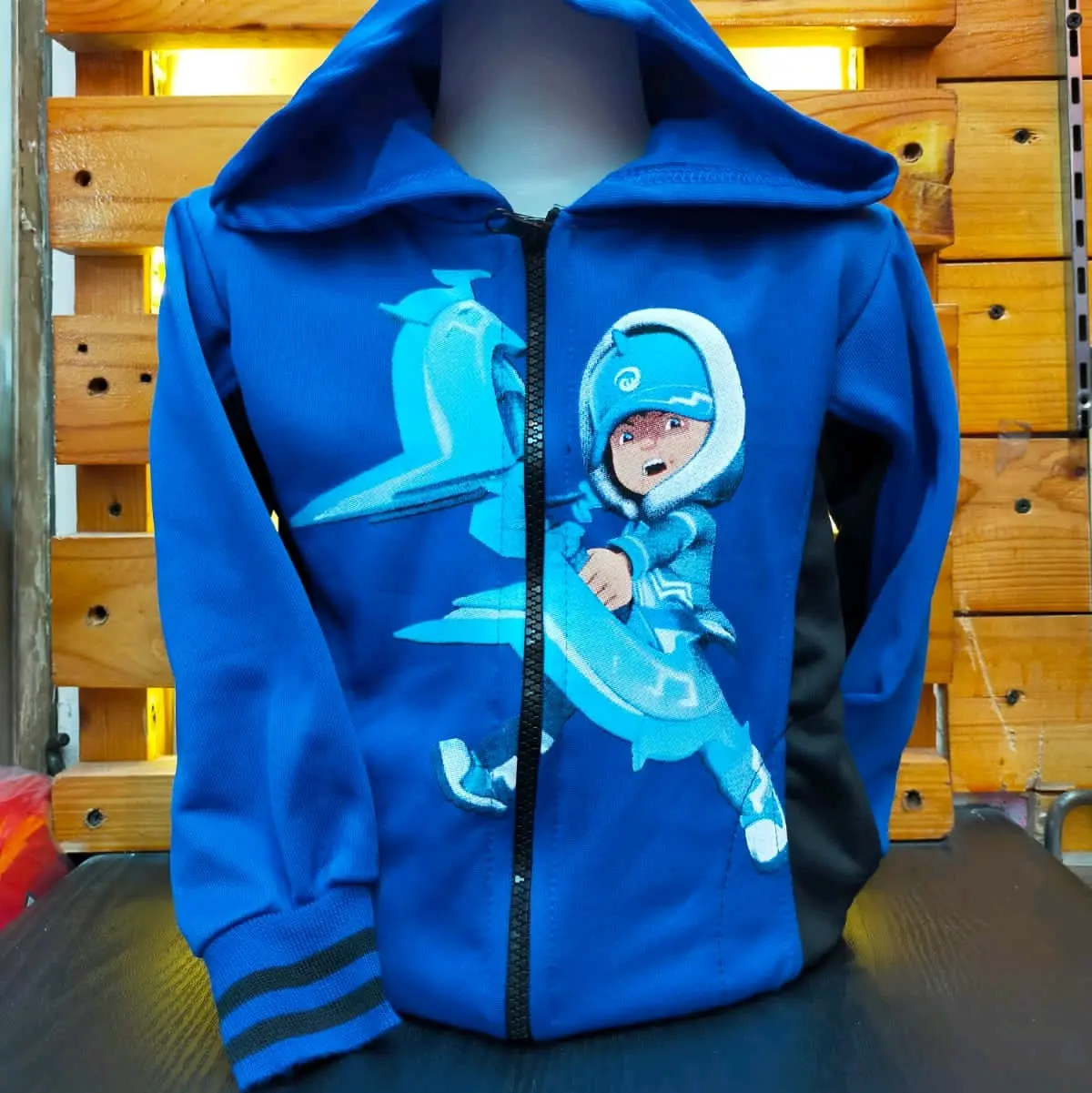 Jaket Anak Laki-laki Karakter BoBoiBoy Ice Arrow Blue Bahan Fleece - Kids Jacket