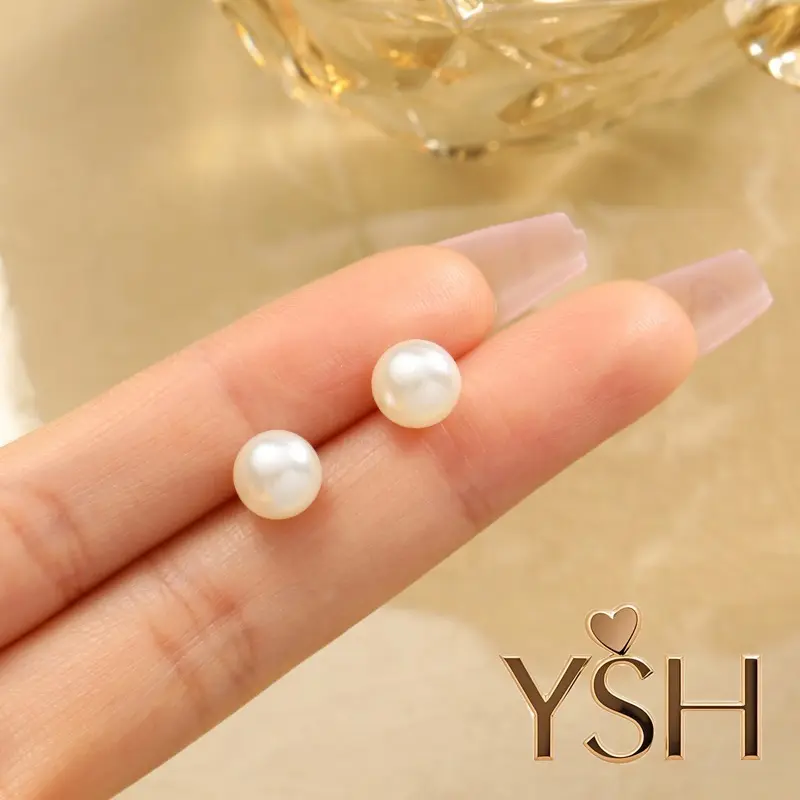 Imitation pearl stud earrings fashion accessories titanium steel men women HSHY