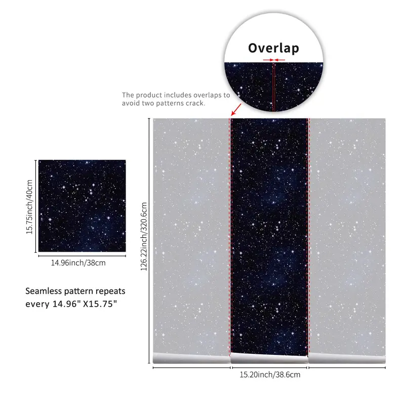 Starry Sky Pattern Wallpaper, 1 Count Self Adhesive Removable Waterproof Wallpaper, Decorative Wall Sticker for Home Living Room Bedroom 1