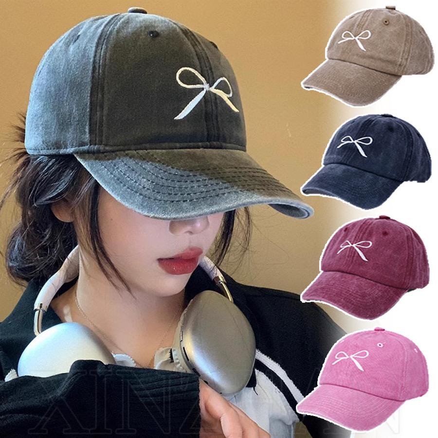 Halo studio พร้อมส่ง หมวกผู้หญิง  Y2K Cap หมวกเบสบอลปักโบว์ดาราอินเทอร์เน็ตแฟชั่น