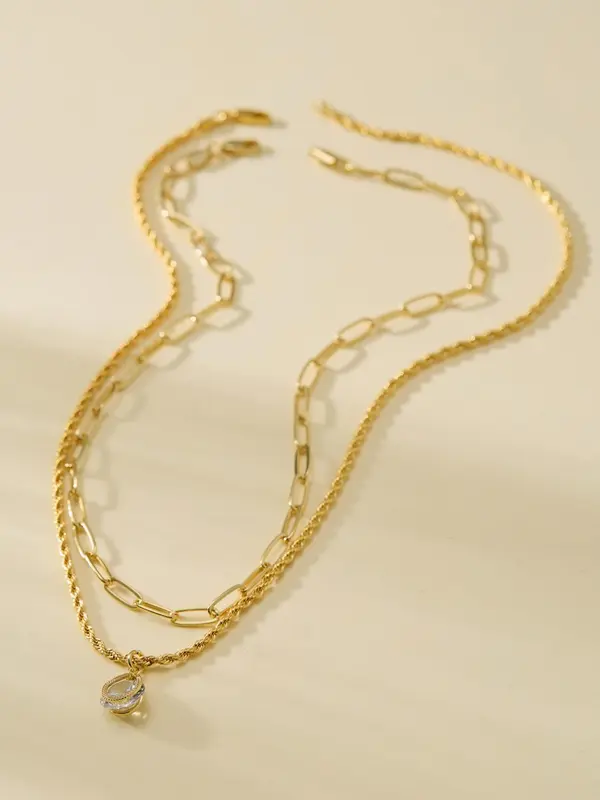 Women's Elegant Water Drop Shaped Pendant Necklace & Twist Design Rope Chain Necklace, Exquisite Trendy Artificial Zircon Pendant Necklace, Chic Jewelry Set As Gift for Girlfriend 4