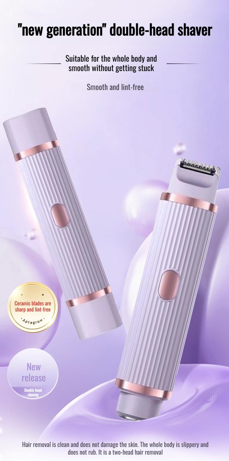 Product Introduction of Women's special dualhead fullbody hair removal pubic hair trimmer underarm shaver 3
