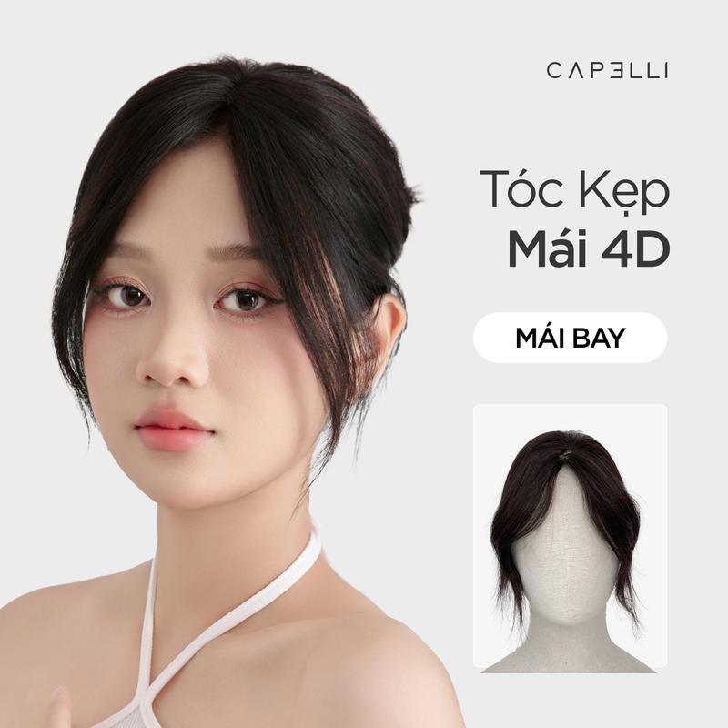 Tóc Kẹp Mái Bay 4D CAPELLI Premium Dệt Lưới Siêu Da Đầu Sợi Tóc Thật
