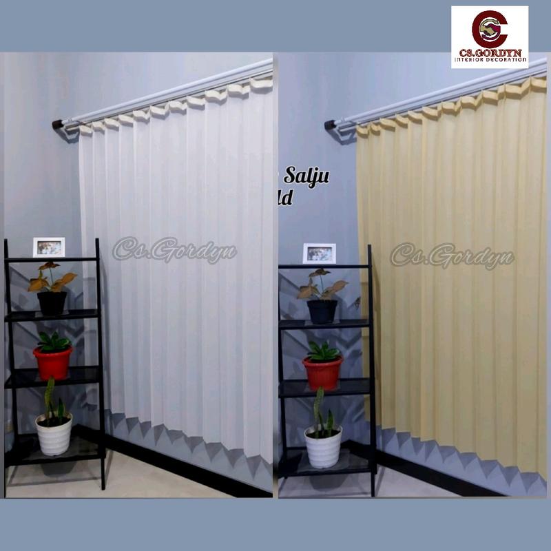 Gorden Vitrase Polos motif salju untuk puring vitrase Jendela Pintu warna Putih dan Kuning Curtain 0