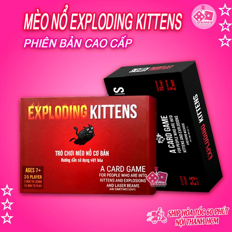 Bài Mèo Nổ exploding kittens hộp cứng cao cấp 2 phiên bản đỏ đen - Exploding Kittens BoardGame