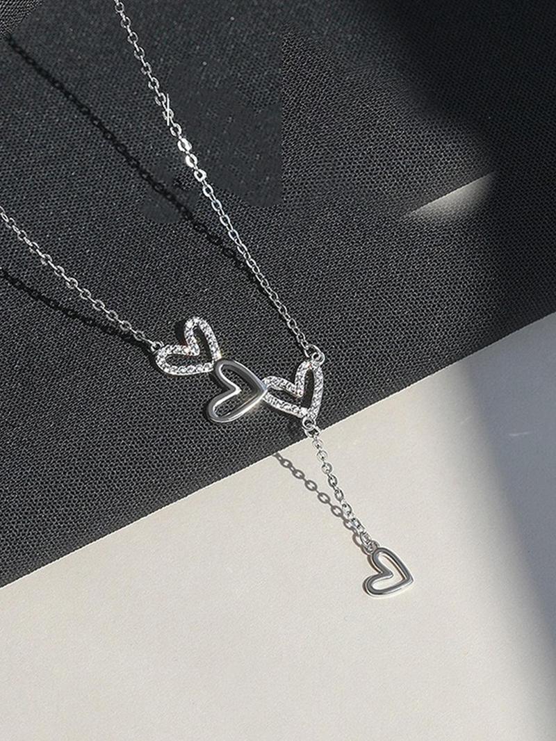 Product Introduction of S925 Sterling Silver Heart Shaped Pendant Necklace for Women, Fashion Jewelry for Party, Daily Clothing Decor, Trendy All-match & Exquisite Jewelry for Birthday Gift 5