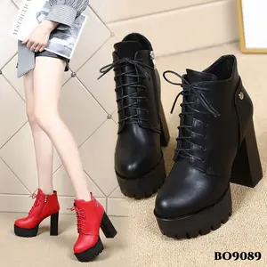 Sneakers Sepatu Wanita  Boots High Block Ala Korea BO9089