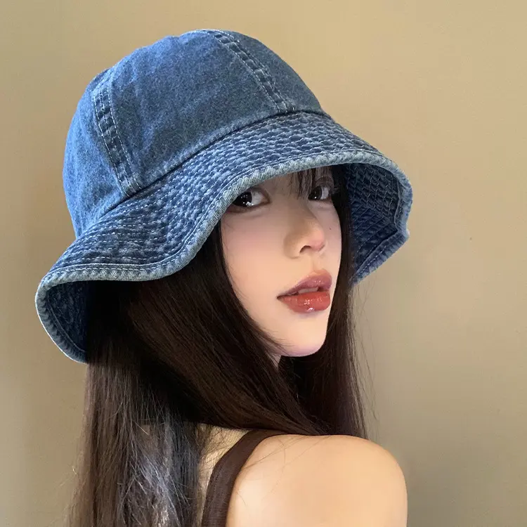 Mũ Ngư Dân Denim, Dành Cho Nữ, Phong Cách Nhật Bản, Chu Vi Đầu Lớn, Che Nắng, Chống Nắng, Mũ Tai Bèo, Dễ Phối Đồ, Hợp Xu hướng, Hàng Mới Về 2025 Nón Hat
