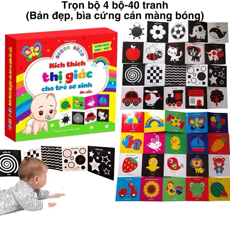 Sét (4 bộ) 40 tranh Thẻ Flash Card Zic Zắc. Đồ chơi cho bé sơ sinh. Toys