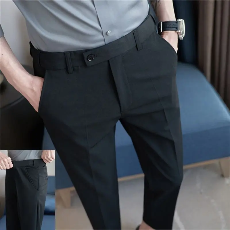 Quần Tây Nam - Quần Âu Nam Công Sở Đen Cá Tính Dáng Ôm Chuẩn Vải Co Giãn Không Nhăn 3