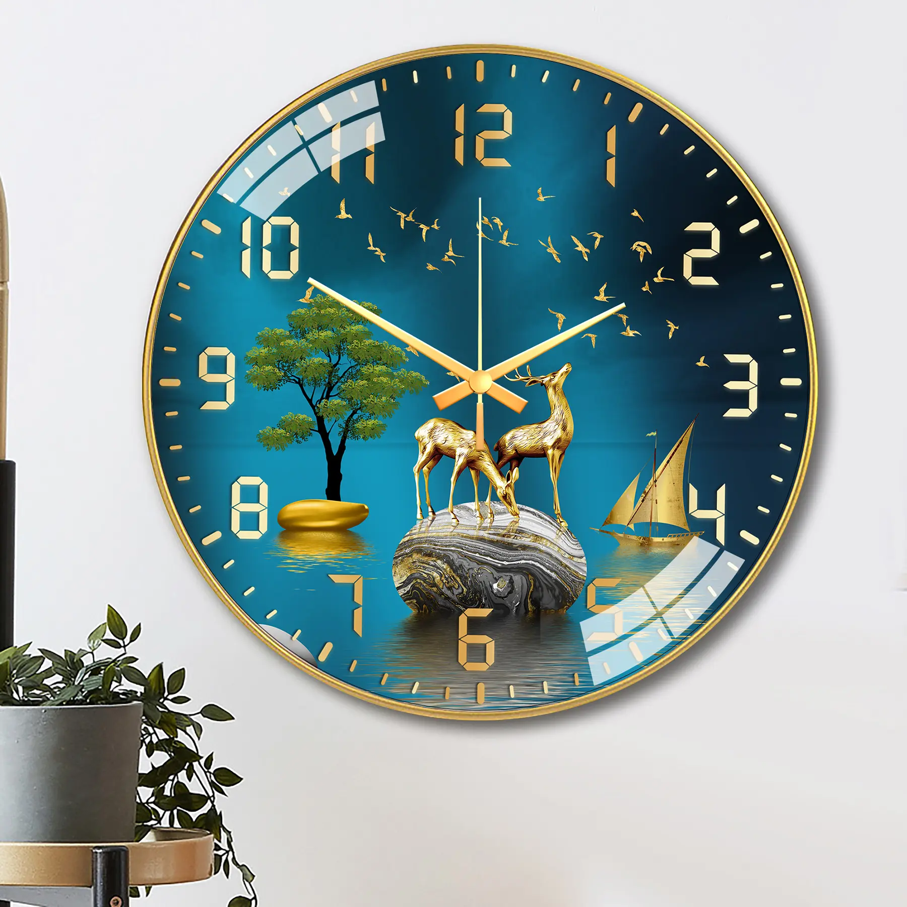 Tranh Đồng Hồ Treo Tường Decor Trang Trí Phòng Khách CHÂN THIỆN MỸ, Vừa Xem Giờ Vừa Làm Quà Tân Gia Nhà Mới CĐHTHĐ-04 Decor