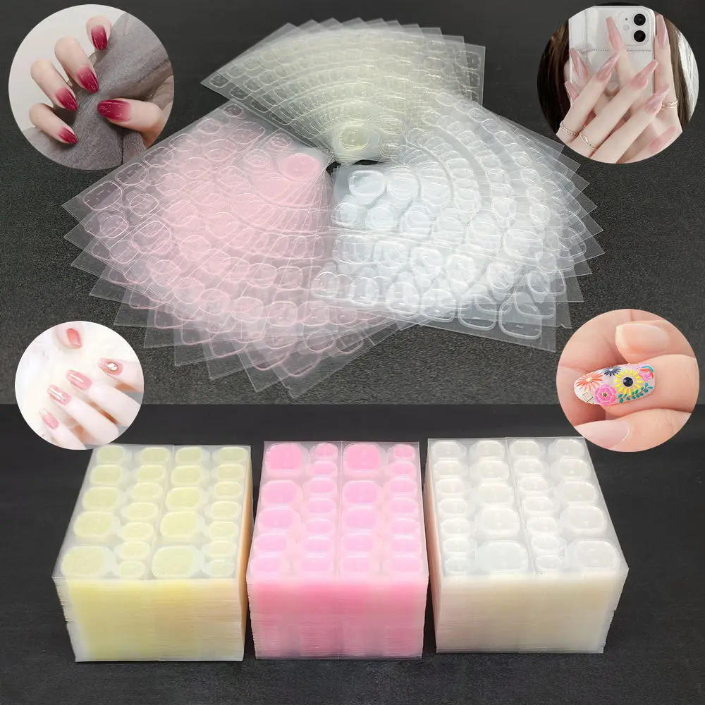 120pcs/5 Sheets Nail Jelly Glue Double Sided False Nail Stickers Adhesive Tape Glue DIY Tips Fake Nail Acrylic Manicure Tool