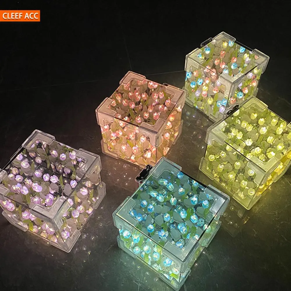 Gói Vật Liệu Tự Làm Ánh Sáng Mới Khối Rubik 3D Hoa Tulip Đèn Ngủ Nhỏ Thủ Công Quà Tặng Lãng Mạn Tự Làm Cho Bạn Gái Đồ Trang Trí Không Khí