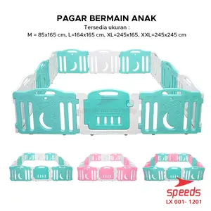 MOLION SNI Pagar Bayi Pagar Anak Playfence Set Pagar Mainan Anak Pagar Bayi Ukuran L Set Play Fence Kokoh Babyfence Pagar Playpen Anak Biru Pink 001-M1201