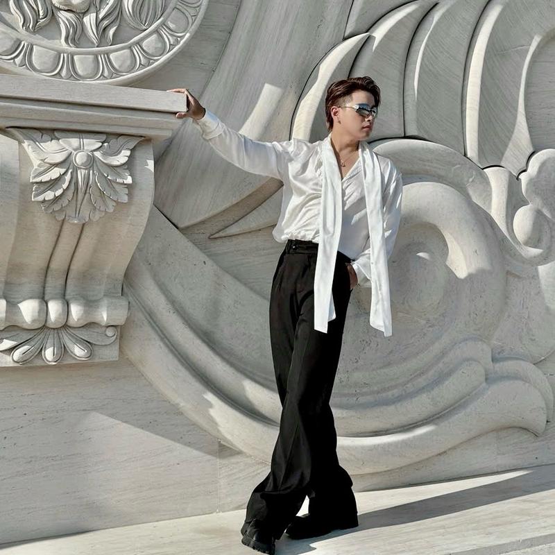 Áo Sơ Mi Nam Lụa ( S SaTin ) Cổ Dây , Áo Có Đệm Vai