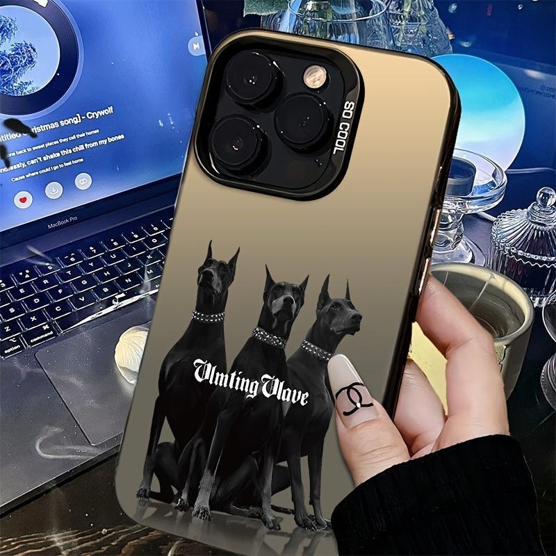 Doberman Dog Pattern Phone Case, Fashion Phone Protective Cover, Phone Accessory Compatible with iPhone 16 Pro Max 15 14 13 12 11, Casing 4