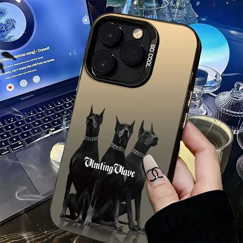Doberman Dog Pattern Phone Case, Fashion Phone Protective Cover, Phone Accessory Compatible with iPhone 16 Pro Max 15 14 13 12 11, Casing 4