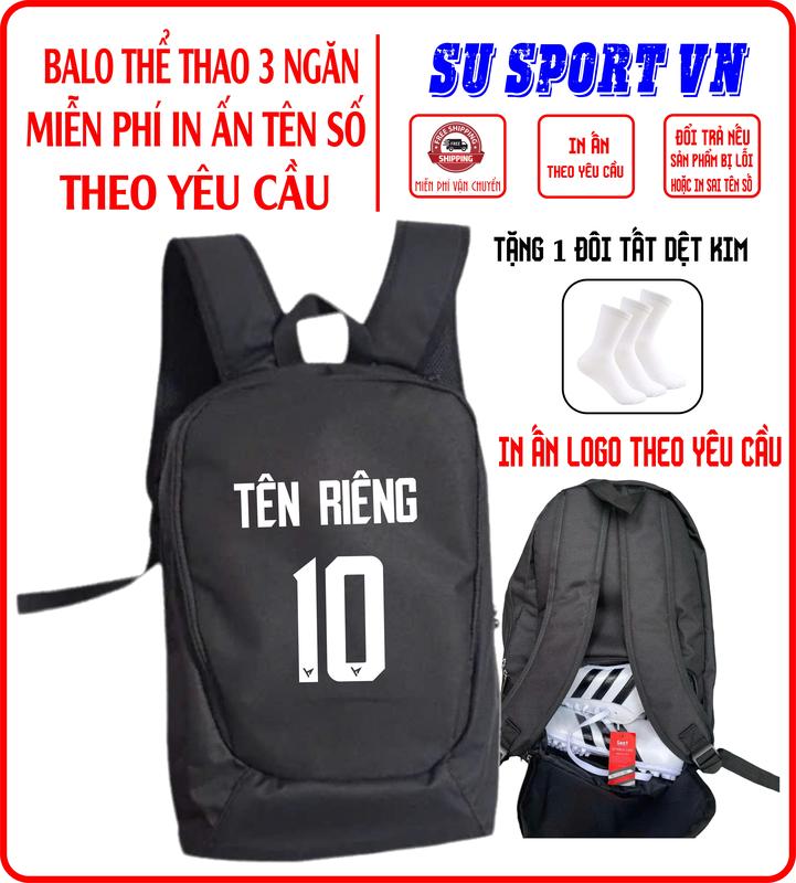 Balo Thể Thao 3 Ngăn In Tên Số Theo Yêu Cầu - Thời Trang và Tiện Dụng - BACKPACK CHỐNG THẤM NƯỚC Sport Túi Thể Thao bóng đá - bóng chuyền - Pickleball