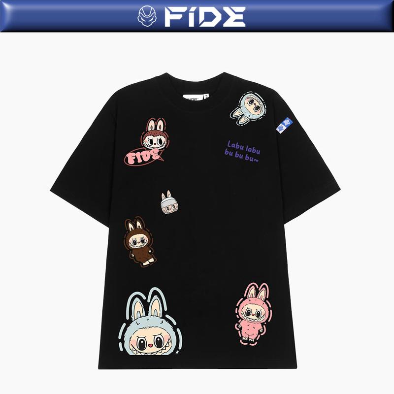 Áo thun FIDE LABUBU phông unisex form rộng local brand nam nữ cổ tròn oversize - AT79 Menswear Cotton Kem