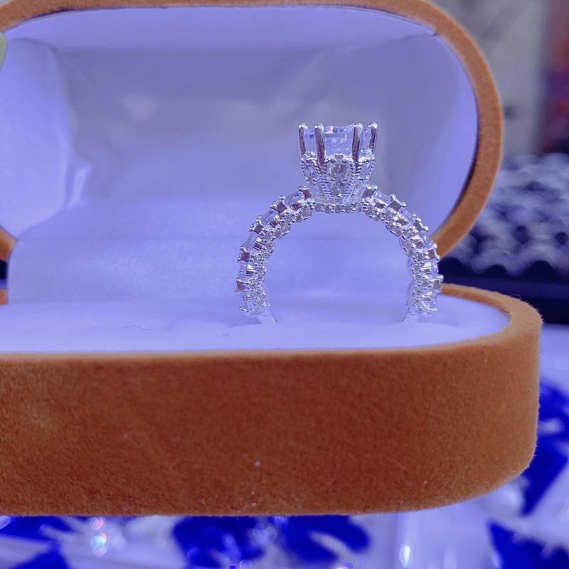 Nhẫn Tiểu thư bạc ta cho nữ đính full đá 4 cạnh siêu xinh _Bạc đẹp Hải HẠnh HHJ