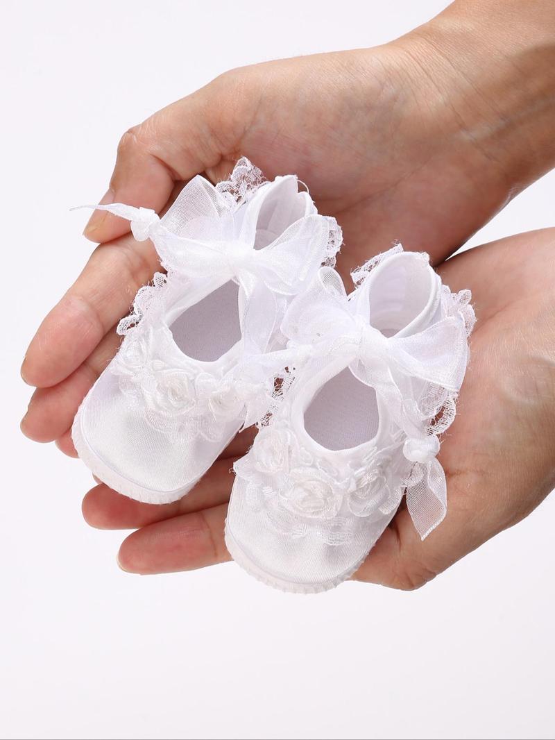 Product Introduction of Baby's Bow Decor Flower & Bowknot & Butterfly & Crown Design Flats, Cute Comfortable Lightweight Shoes, Newborn Infant Toddler Girls Shoes 1