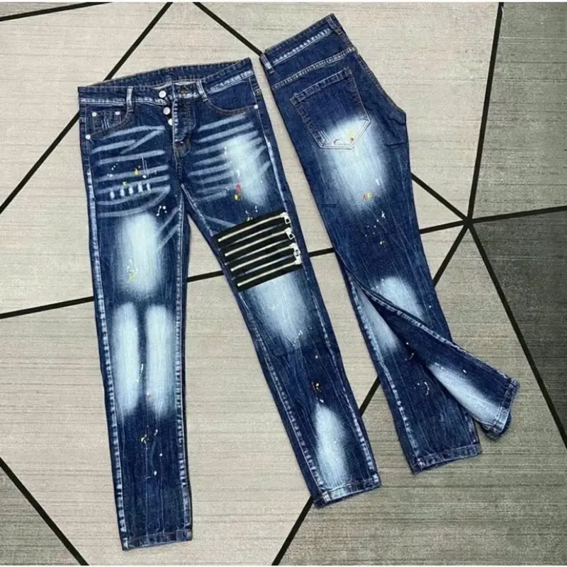 Quần dài jean nam đen 4 Cúc phối 4 khóa kéo co dãn dày dặn mẫu mới hottrend cao cấp Menswear Có Túi Pants 1