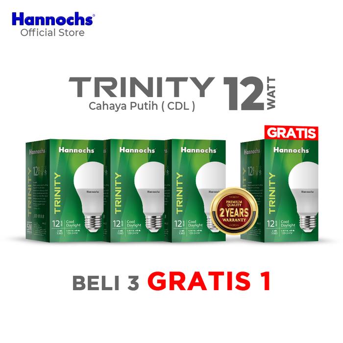 Gambar Hannochs Lampu Bohlam LED Trinity 12W isi 4pcs Multipack Cahaya Putih dari Hannochs Official Kab. Tangerang Tokopedia